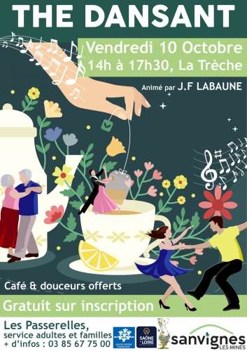 thé dansant le 10 octobre à 14h à la Trèche, gratuit sur inscription au 03 85 67 75 00