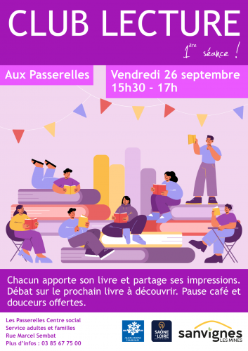 club lecture le 26/09/2025 15h30 à 17h nouveau