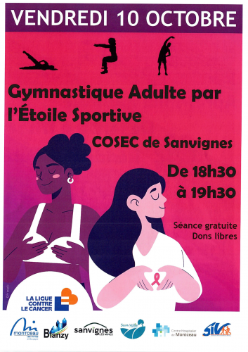 gym adulte dans le cadre d'octobre rose le 10 octobre à 18h30