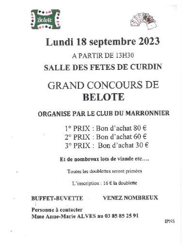concours de belote du 18 septembre 